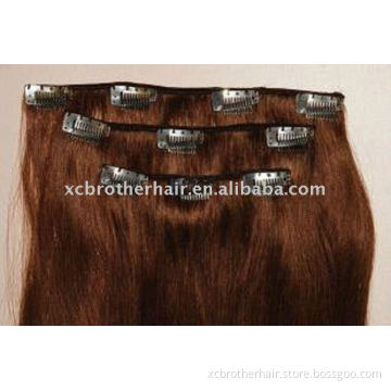 Best quality brown clip in human hair extensions
